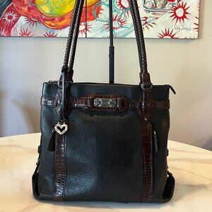 Vintage Brighton Black Leather Tote + Dust Bad